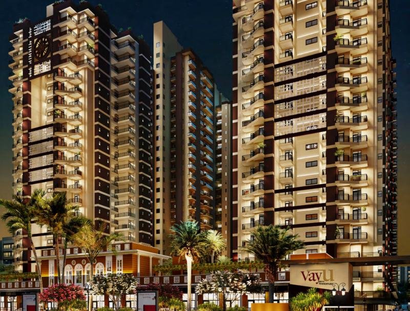 Artistic impression of the towers lit at night