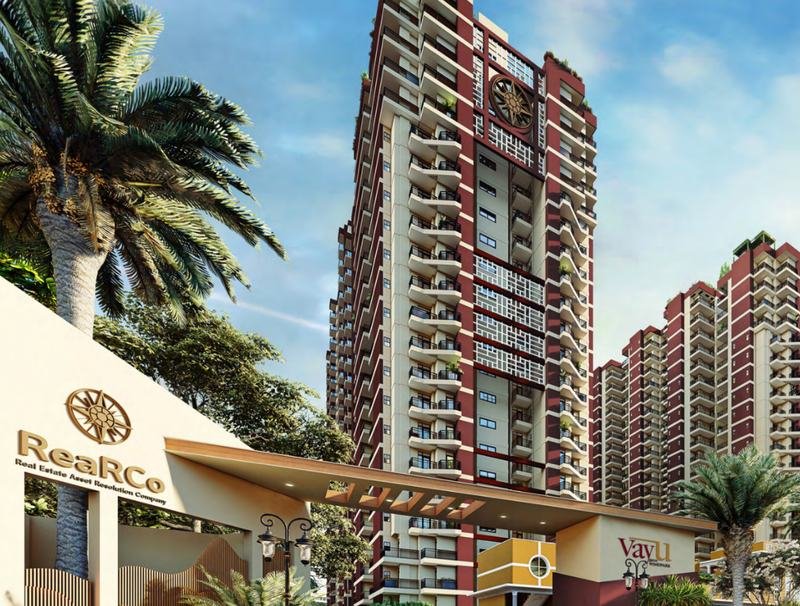 Artistic impression of the project entrance gate with a tower behind