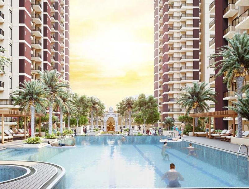 Artistic impression of the half Olympic length swimming pool between the towers